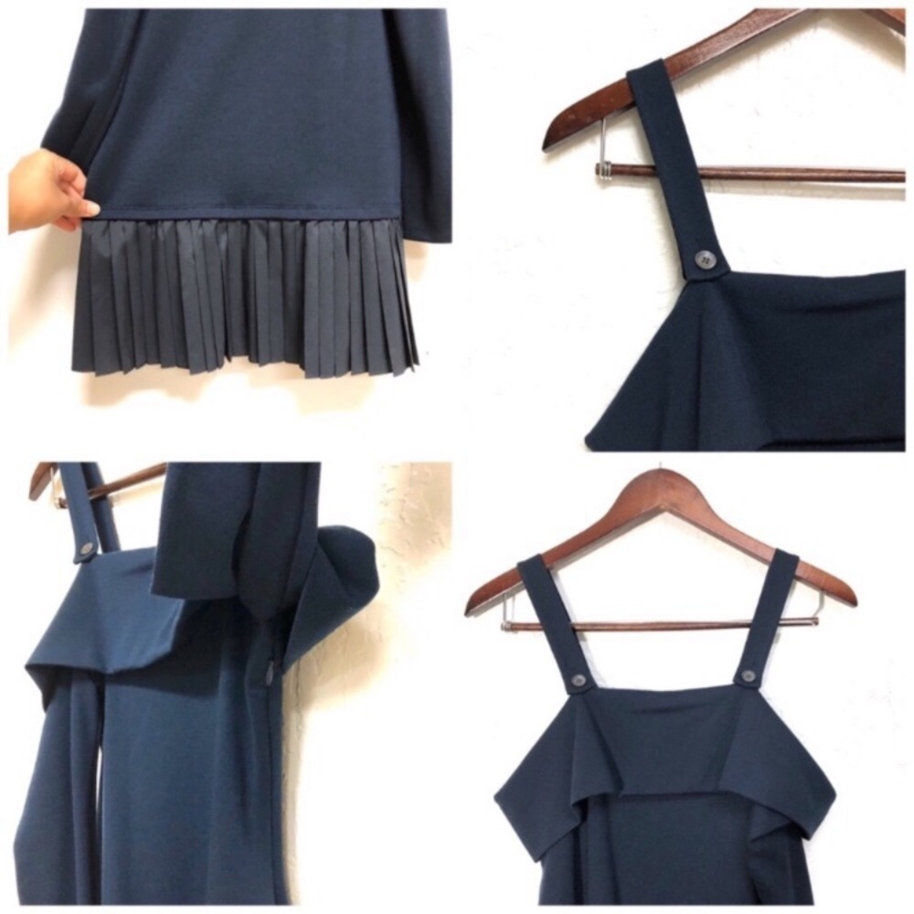 NWT Derek Lam 10 Crosby Cold Shoulder Pleat Dress - Picture 6 of 8
